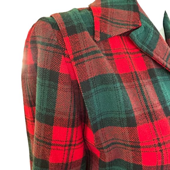 Pendleton Vintage 60’s Plaid Red and Green Wool Shacket Blazer Size S/M - Picture 6 of 10